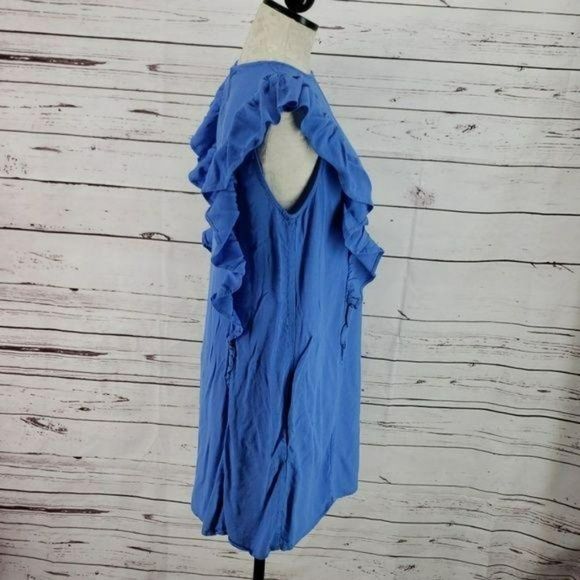 H&M H & M Blue Ruffle sleeveless size 12 mini Dress - Picture 5 of 7